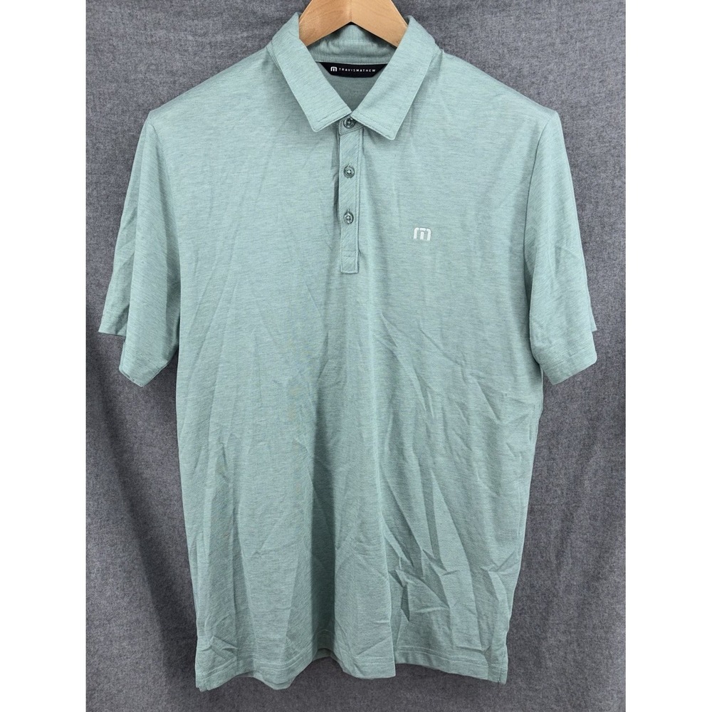 Travis Mathew Performance Golf Polo Large Seafoam Green Solid Cotten Blend - Picture 2 of 9